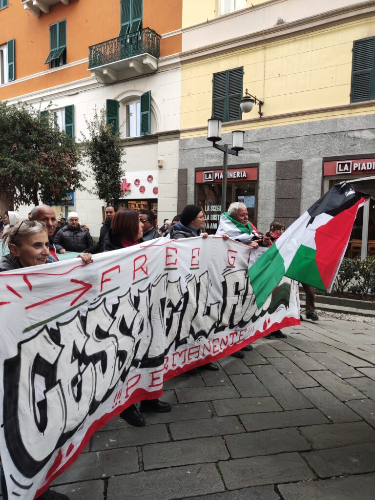 manifestazione palestina savona sabato 2 marzo 24 cub striscione